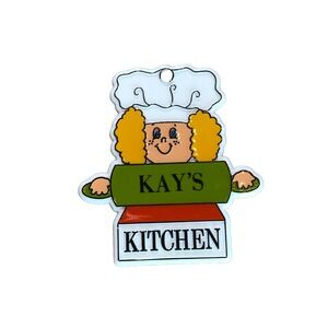 Vtg MCM 80's Bromac Kay's Kitchen Refrigerator Magnet Girl Chef Kitsch Farmhouse
